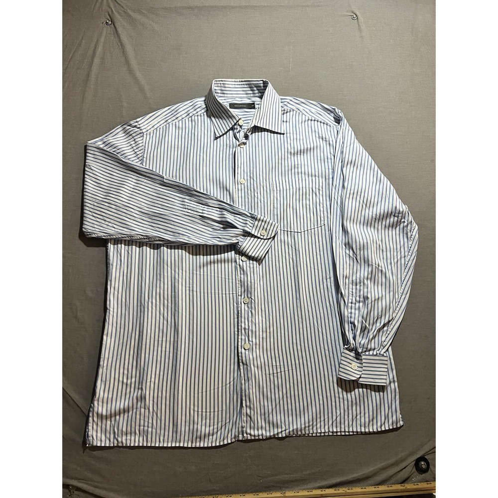 Ermenegildo Zenga Shirt Mens XXL Blue Striped Button Up Long‎ Sleeve